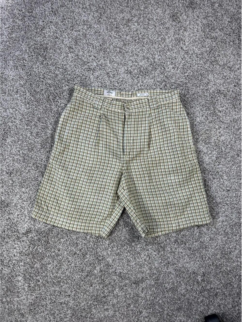 Callaway Golf Shorts Men’s Size 36 Plaid Performance Green Blue Gray Chino